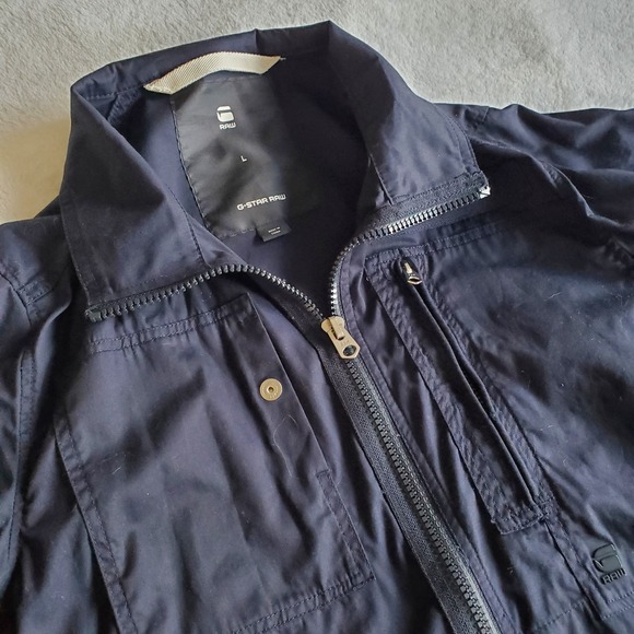 G Star Raw Jacket Mens Large Black/Blue Full Zip Lightweight Powel DC Overshirt - Picture 3 of 11
